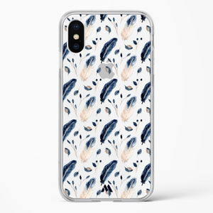 Painted Willow Bird Feathers Crystal Clear Transparent Case-(Apple)