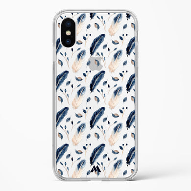 Painted Willow Bird Feathers Crystal Clear Transparent Case-(Apple)