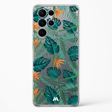 Jungle Leaves Crystal Clear Transparent Case-(Samsung)