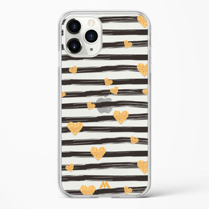 Hearts in Gold Crystal Clear Transparent Case-(Apple)