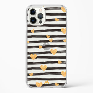 Hearts in Gold Crystal Clear Transparent Case-(Apple)