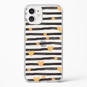 Hearts in Gold Crystal Clear Transparent Case-(Apple)