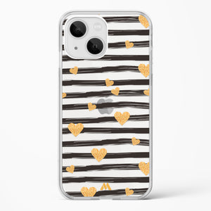 Hearts in Gold Crystal Clear Transparent Case-(Apple)