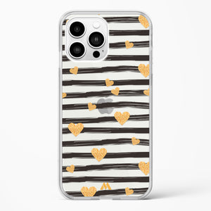 Hearts in Gold Crystal Clear Transparent Case-(Apple)