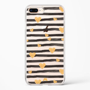 Hearts in Gold Crystal Clear Transparent Case-(Apple)