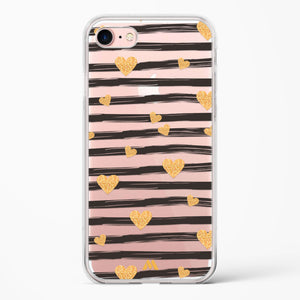 Hearts in Gold Crystal Clear Transparent Case-(Apple)