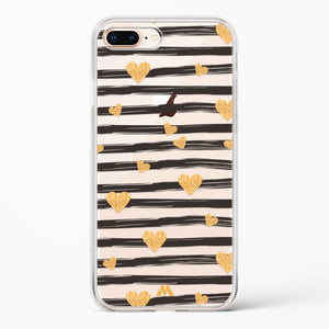 Hearts in Gold Crystal Clear Transparent Case-(Apple)