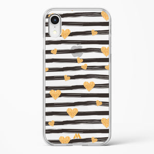 Hearts in Gold Crystal Clear Transparent Case-(Apple)