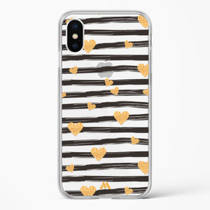 Hearts in Gold Crystal Clear Transparent Case-(Apple)