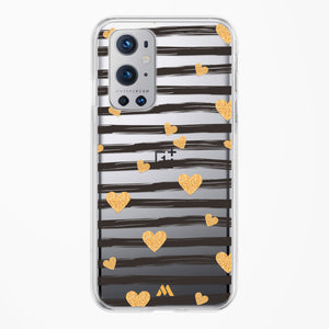 Hearts in Gold Crystal Clear Transparent Case-(OnePlus)