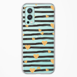 Hearts in Gold Crystal Clear Transparent Case-(OnePlus)