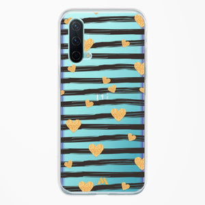 Hearts in Gold Crystal Clear Transparent Case-(OnePlus)