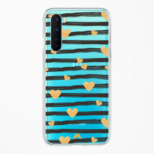 Hearts in Gold Crystal Clear Transparent Case-(OnePlus)