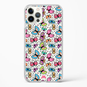 Stickered Butterflies Crystal Clear Transparent Case-(Apple)