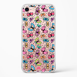 Stickered Butterflies Crystal Clear Transparent Case-(Apple)