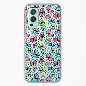 Stickered Butterflies Crystal Clear Transparent Case-(OnePlus)