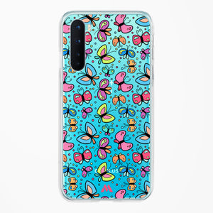 Stickered Butterflies Crystal Clear Transparent Case-(OnePlus)