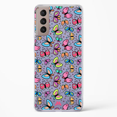 Stickered Butterflies Crystal Clear Transparent Case-(Samsung)