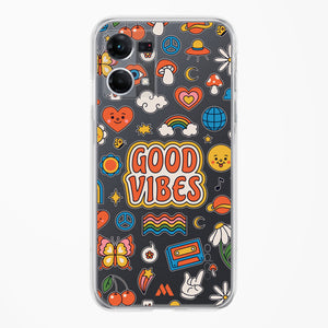 Stickered Good Vibes Crystal Clear Transparent Case-(Oppo)