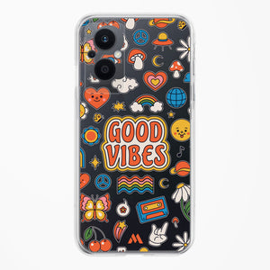 Stickered Good Vibes Crystal Clear Transparent Case-(Oppo)
