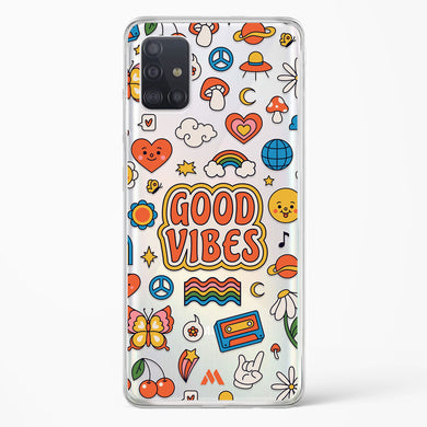 Stickered Good Vibes Crystal Clear Transparent Case-(Samsung)