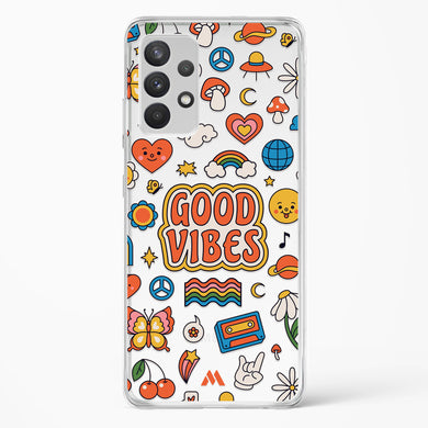 Stickered Good Vibes Crystal Clear Transparent Case-(Samsung)