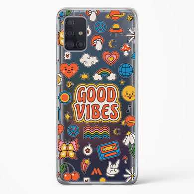 Stickered Good Vibes Crystal Clear Transparent Case-(Samsung)