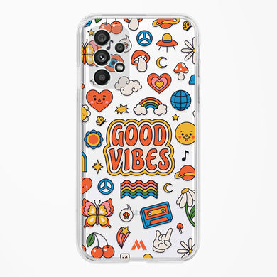 Stickered Good Vibes Crystal Clear Transparent Case-(Samsung)