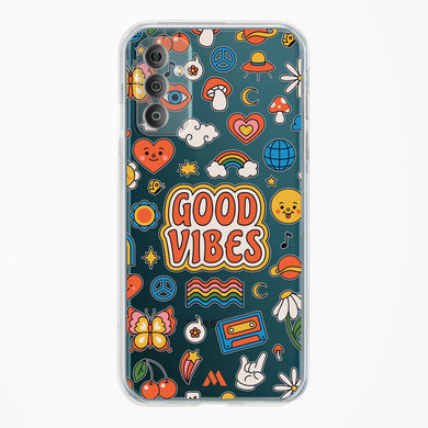 Stickered Good Vibes Crystal Clear Transparent Case-(Samsung)
