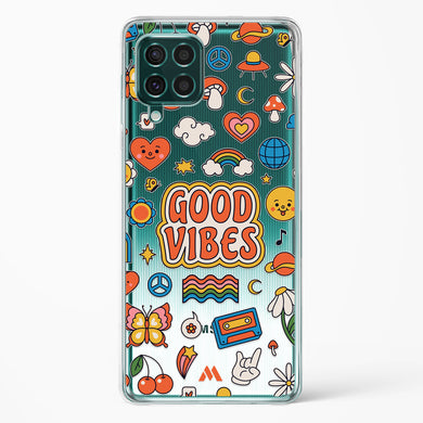 Stickered Good Vibes Crystal Clear Transparent Case-(Samsung)