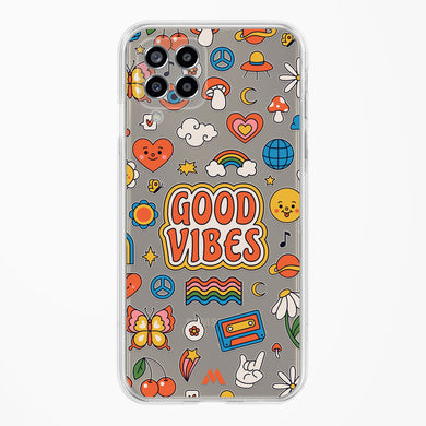 Stickered Good Vibes Crystal Clear Transparent Case-(Samsung)