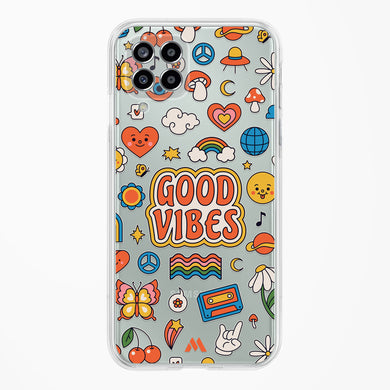 Stickered Good Vibes Crystal Clear Transparent Case-(Samsung)