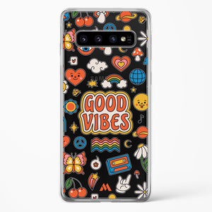 Stickered Good Vibes Crystal Clear Transparent Case-(Samsung)