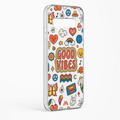 Stickered Good Vibes Crystal Clear Transparent Case-(Samsung)