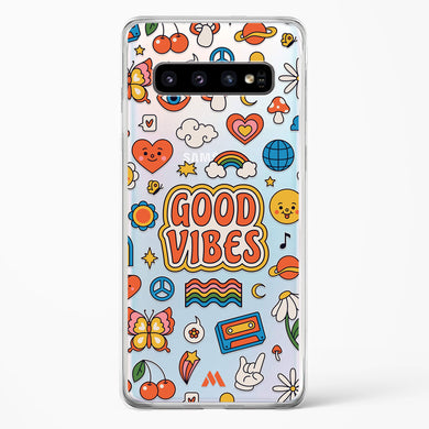 Stickered Good Vibes Crystal Clear Transparent Case-(Samsung)