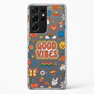 Stickered Good Vibes Crystal Clear Transparent Case-(Samsung)