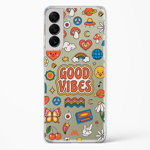 Stickered Good Vibes Crystal Clear Transparent Case-(Samsung)