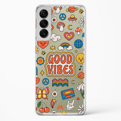 Stickered Good Vibes Crystal Clear Transparent Case-(Samsung)