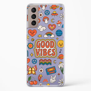 Stickered Good Vibes Crystal Clear Transparent Case-(Samsung)