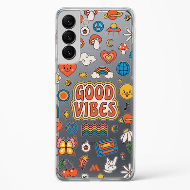 Stickered Good Vibes Crystal Clear Transparent Case-(Samsung)