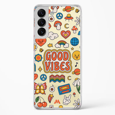 Stickered Good Vibes Crystal Clear Transparent Case-(Samsung)