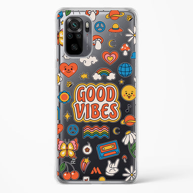 Stickered Good Vibes Crystal Clear Transparent Case-(Xiaomi)