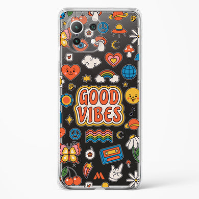 Stickered Good Vibes Crystal Clear Transparent Case-(Xiaomi)