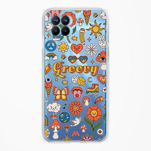 Stickered Grooviness Crystal Clear Transparent Case-(Realme)