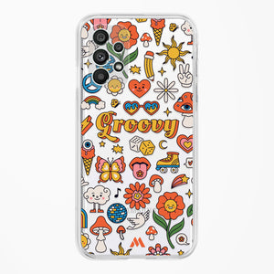 Stickered Grooviness Crystal Clear Transparent Case-(Samsung)