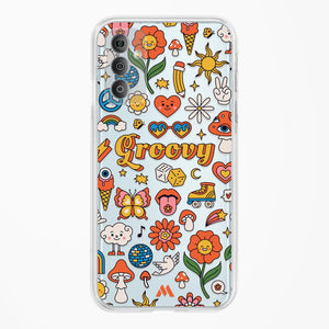 Stickered Grooviness Crystal Clear Transparent Case-(Samsung)