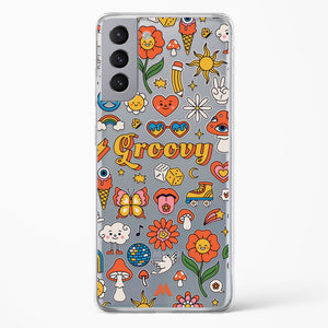 Stickered Grooviness Crystal Clear Transparent Case-(Samsung)