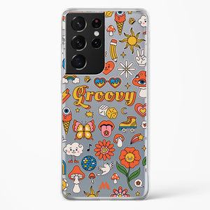 Stickered Grooviness Crystal Clear Transparent Case-(Samsung)