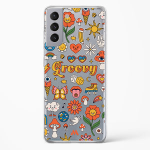 Stickered Grooviness Crystal Clear Transparent Case-(Samsung)
