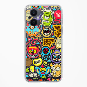 Stickered Monsters Crystal Clear Transparent Case-(Oppo)